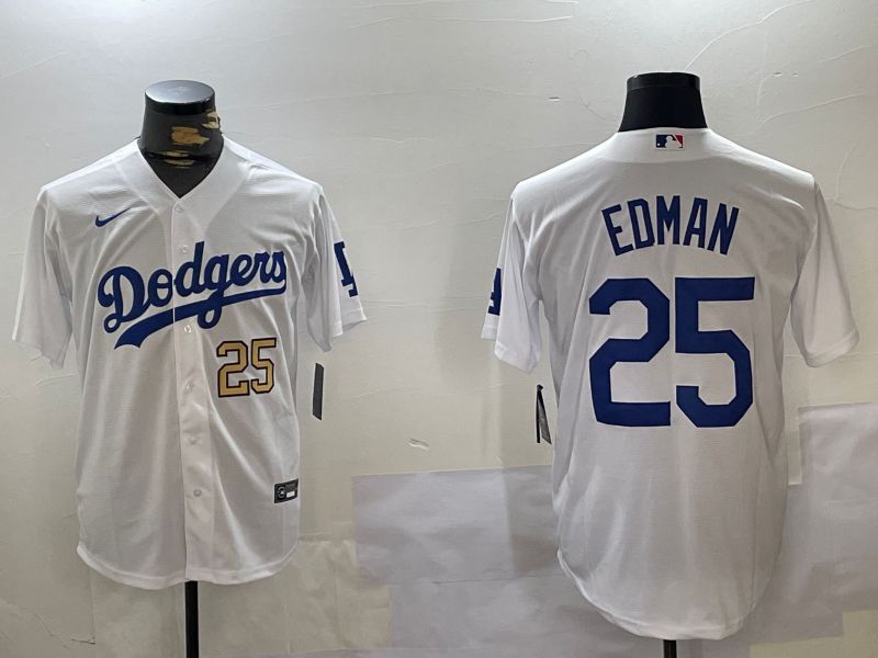 Men Los Angeles Dodgers 25 Edman White Game 2024 Nike MLB Jersey style 11205